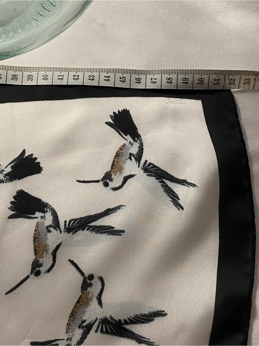 Unique Vintage White and Black Bird Print Square Scarf